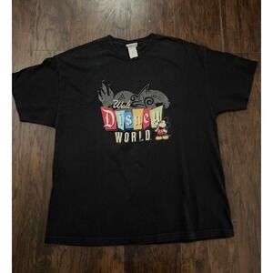 Y2K Disney Mickey Mouse Walt Disney World Black 2X Unisex Adult T-Shirt